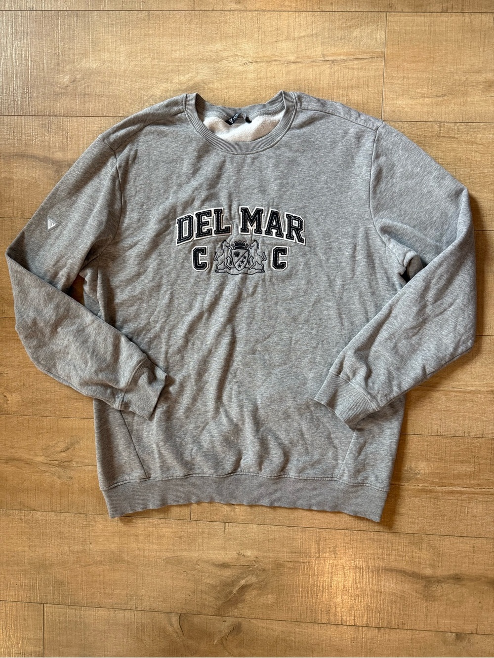 Del Mar Country Club Crewneck sweatshirt grey w black embroidery horse crest XL